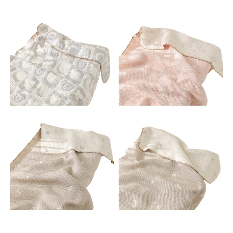 

2023 New Baby Blanket Jacquard Wrap Blanket for Infant Non-fluorescent Unisex Cartoon Four Season Blanket Newborn Crib Bedding