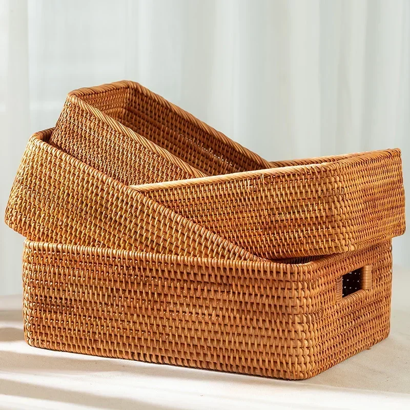 

Clothing Home Vietnam Bamboo Box Rectangular Storage Sundries Sorting Rattan Minimalist Basket Woven