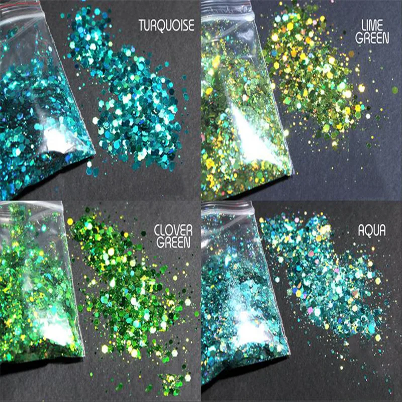 Chunky Colors Bulk Glitter 50grams 24 Colors POLYESTER HOLOGRAPHIC Chunky Holographic Glitter Nail Sequins Glitter Flakes Mix -#