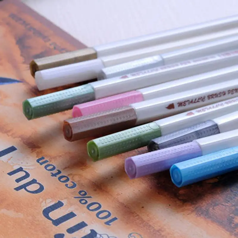 Lot STA 금속 컬러 잉크 워터 초크 펜, 스크랩북 사진 앨범 드로잉 수채화 아트 마커 젤 펜 문구