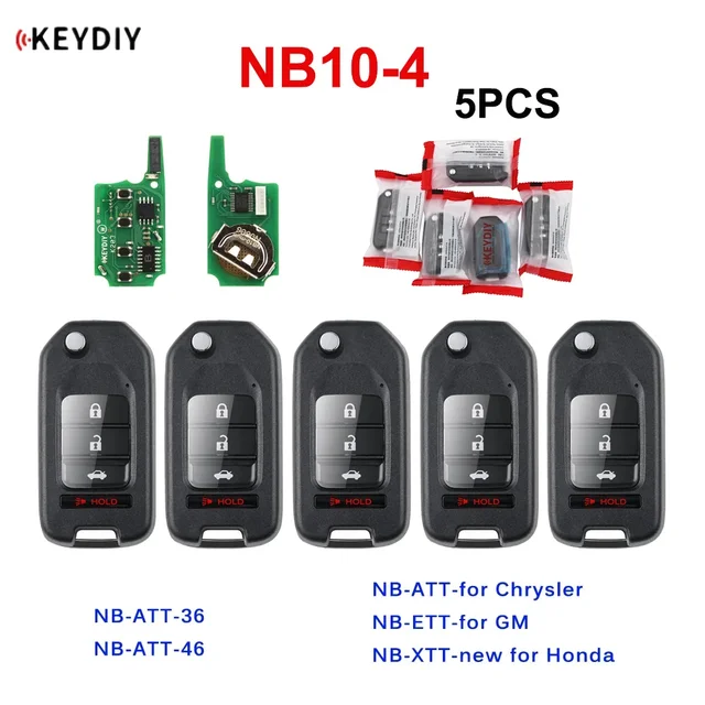 5 ชิ้น/ล็อต สำหรับรีโมทรถยนต์ KEYDIY NB10-4 KD รีโมทอเนกประสงค์ 4 ปุ่ม รุ่น NB สำหรับ Honda Style สำหรับ KD900/KD-X2 KD MINI 3