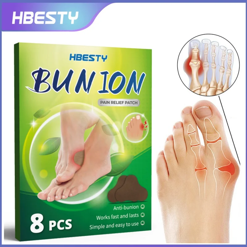 

HBESTY Big Toe Joint Patch Corrects Toe Valgus Relieves Foot Swelling Herbal Care Patch 8 Pcs