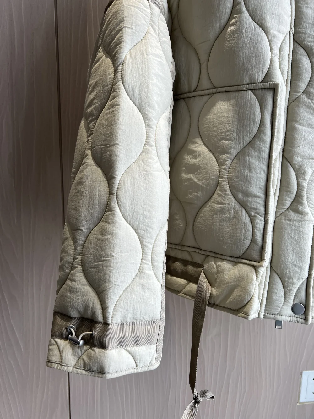 Quilted coat for women ETJ 2024traf QUILTED JACKET WITH TIES new beige drawstring high neck pocket clip cotton jacket for women 2