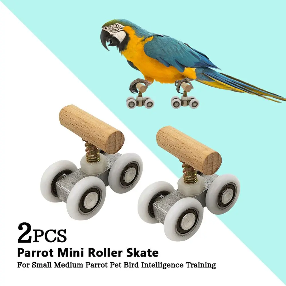 

Roller Ice Skates Bird Intelligence Training Parrot Trick Tabletop Parrot Roller Skate Birds Accessories Puzzle Toys