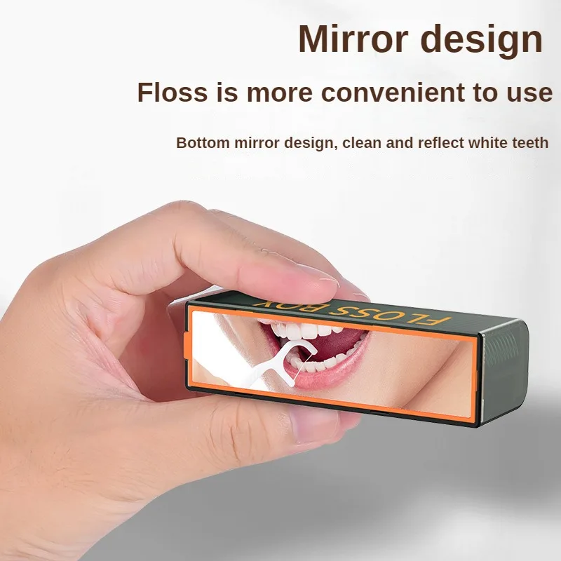 Dental Floss Stick 10Pcs Mecha Wind Mirror Portable Auto Pop Up Mini Transparent Floss Stick Storage Box Oral Care Organiser