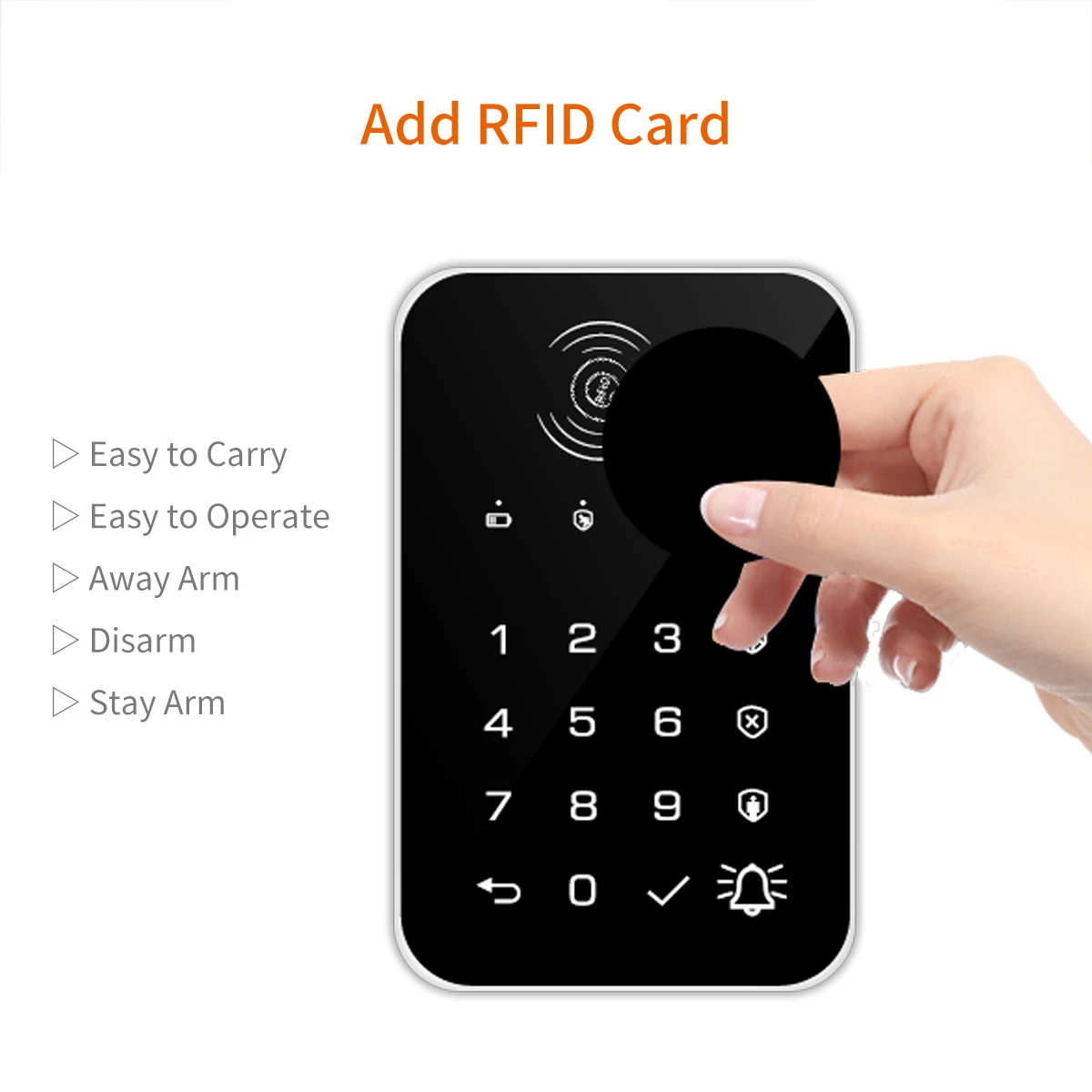 433MHz Wireless Keyboard Touch Pad Doorbell Button Bring RFID Card Rechargeable For H501/G30/PG103 WiFi GSM Alarm wireless remote control wireless rfid card alarm control keypad