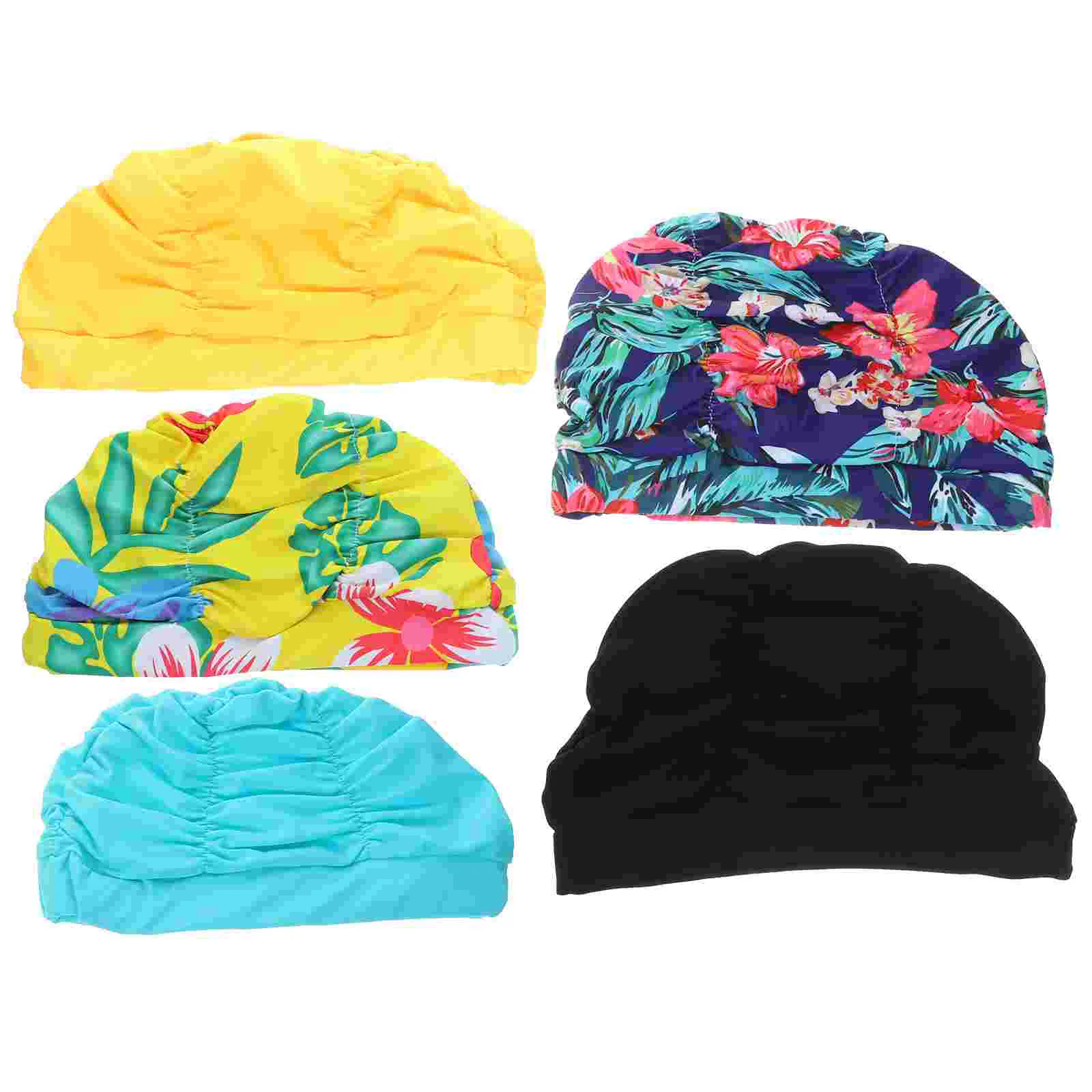 5 Pcs Unisex Swimming Cap Caps Long Hair for Adults Shower Nylon Portable Hats Women Friendsmas