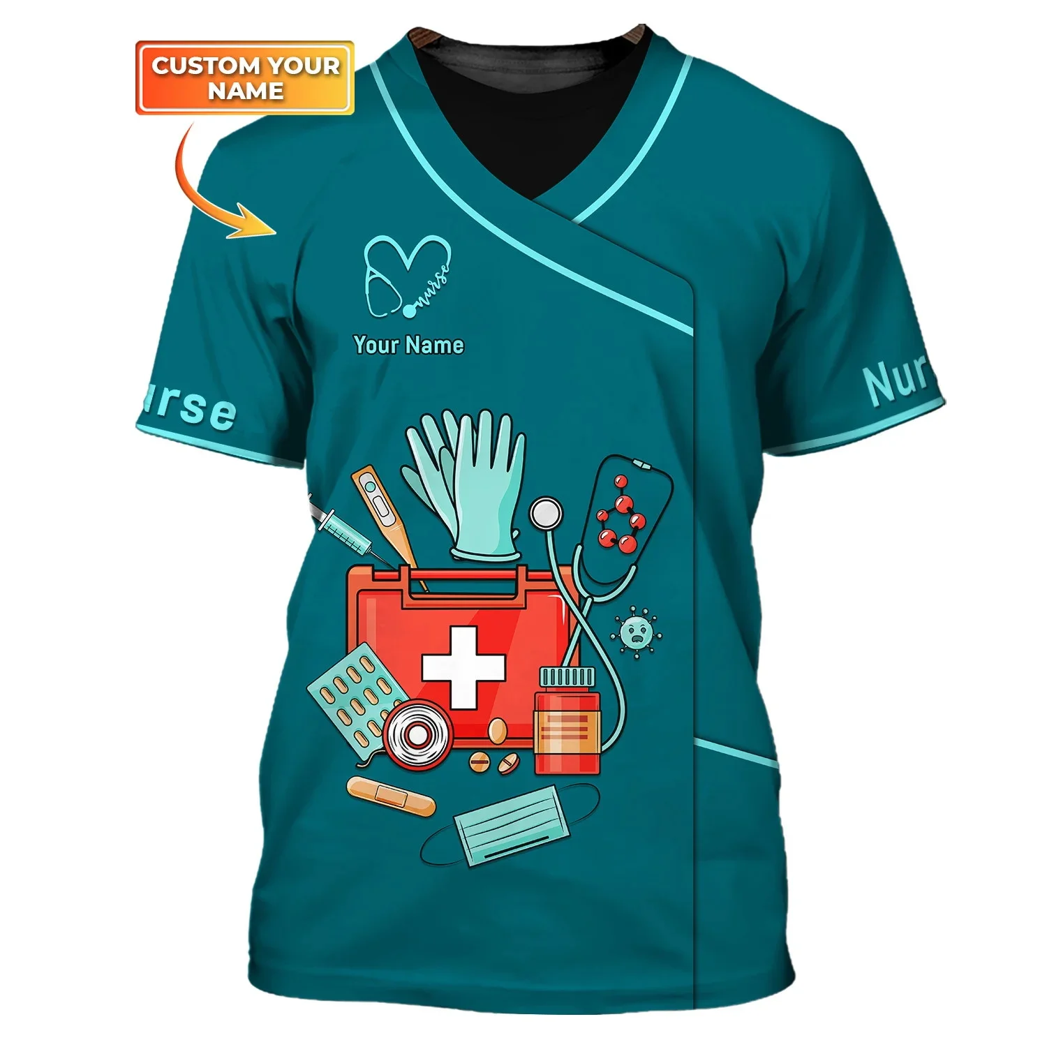 2025, Sommer-Herren-T-Shirt, Pflegewerkzeuge, personalisiertes 3D-gedrucktes Unisex-T-Shirt, Krankenschwester-Uniform, medizinische Peelings, lila T-Shirt DW186 – Detail 36