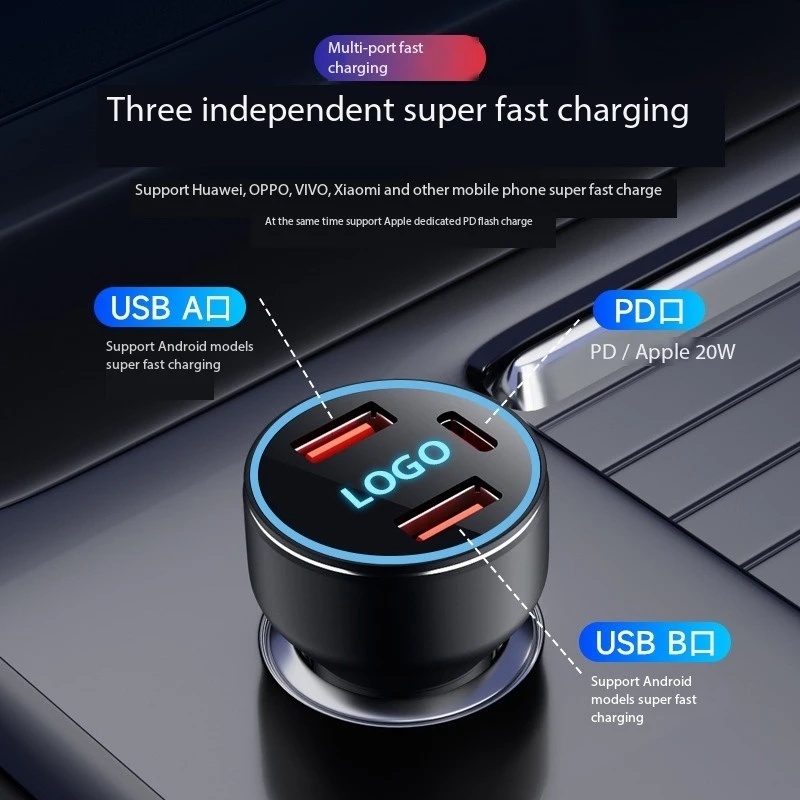 120W USB Car Charger Type C Fast Charging Phone Adapter For Xiaomi Huawei PD Phone Charger Car Adapter Socket Cigarette Lighter