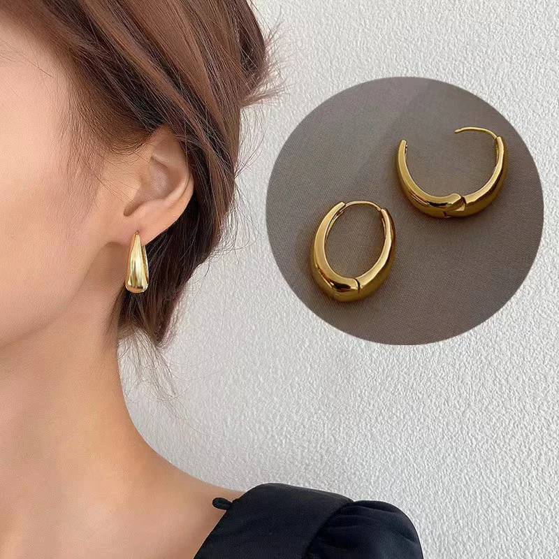 

New Trendy Geometric Metal Hoop Earrings For Womens Fashionable Jewelry Accessories Delicate Earrings For Party