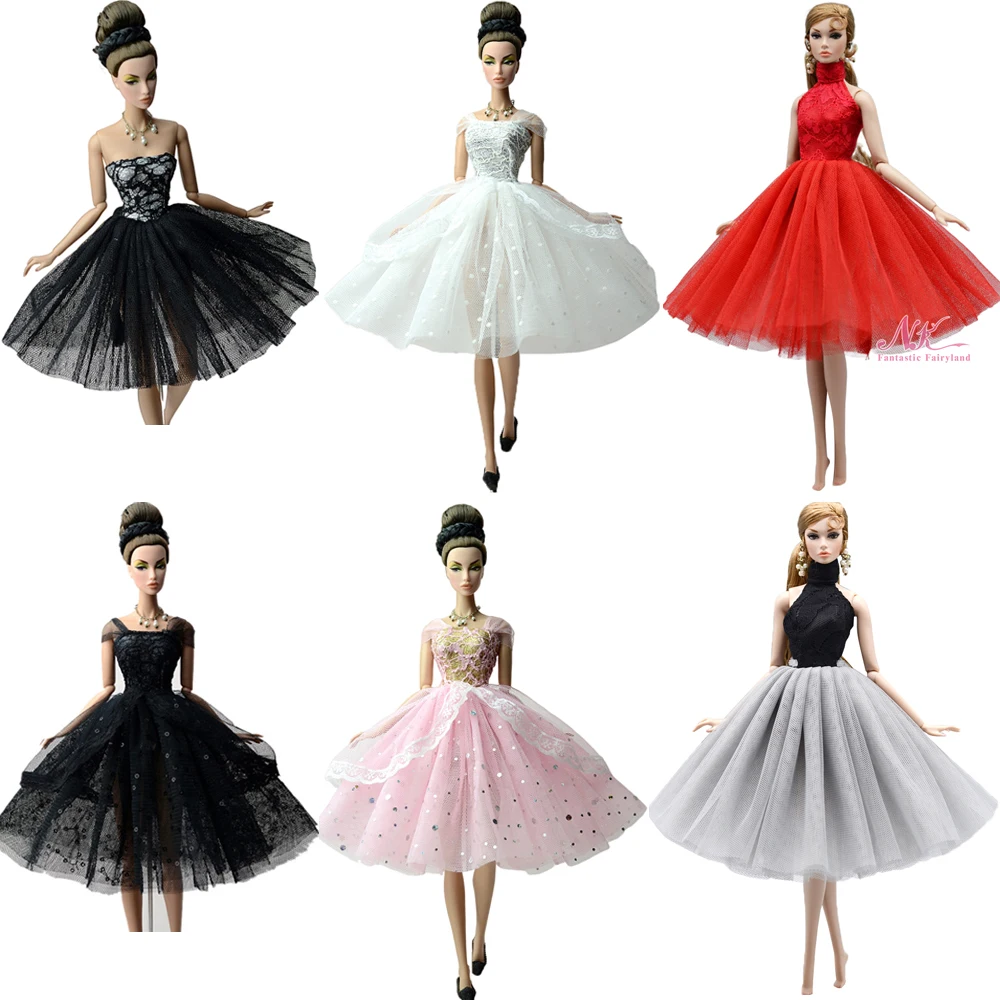 Hot Sale 1 Pcs Fashion Dress Princess  Lace Wedding Dress Casual Party Marriage Clothes  For Barbie Doll Accessories JJ