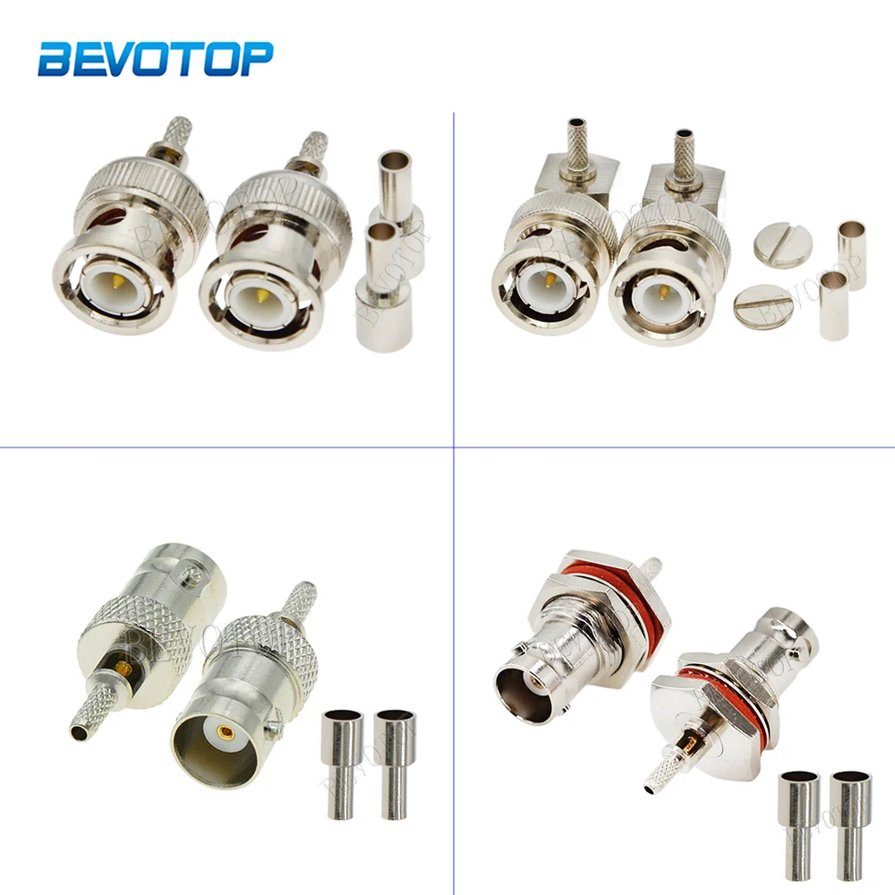 Conector Coaxial rf Janela q9 Crimp para Cabo Rg316 Rg174 Lmr100 Plugue Macho Bnc Jack Fêmea 50 Ohm 10 Pcs por Lote