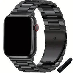 Elegant Stainless Steel Metal Watch Strap Band - 38mm 40mm 41mm (Black)