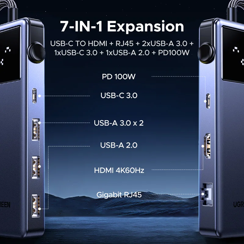 UGREEN Uno 7-in-1 USB HUB Type-C to 4K60Hz - Image 2