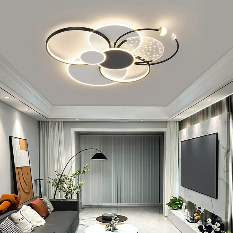 Round Living Room Led Chandeliers Luxury Bedroom Full Of Stars Gold Chandelier Simple Modern Atmosphere Flush Mount Ceiling Lamp led chandelier,ceiling chandelier
