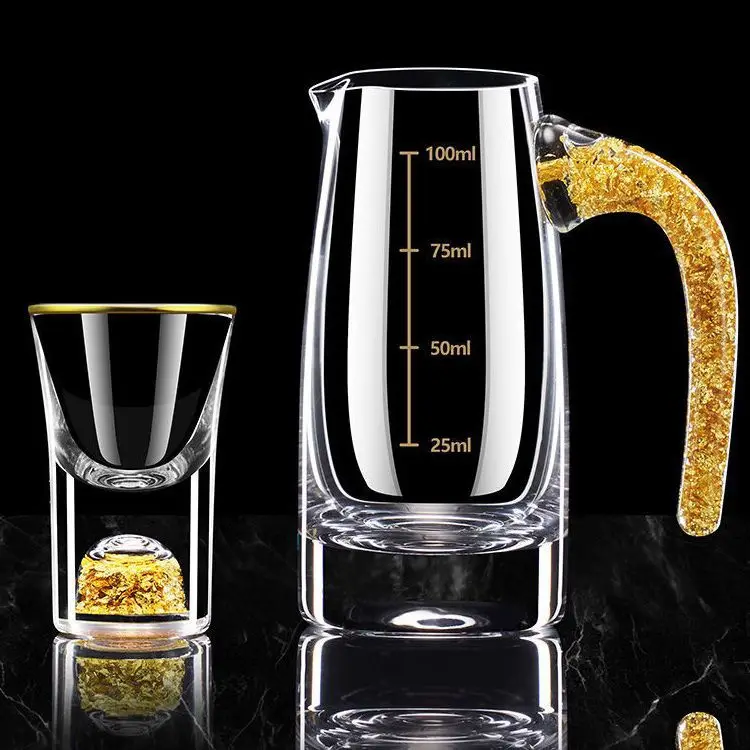 Baijiu cup wine dispenser set Household wine glass Chinese set with graduated cup holder