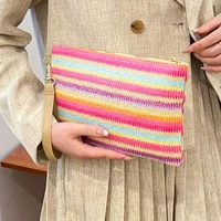 Woven Clutch Bag Colourful Money Beach Long Bag Handmade Vintage Casual Portable Elegant Simple Exquisite for Weekend Vacation - Image 4