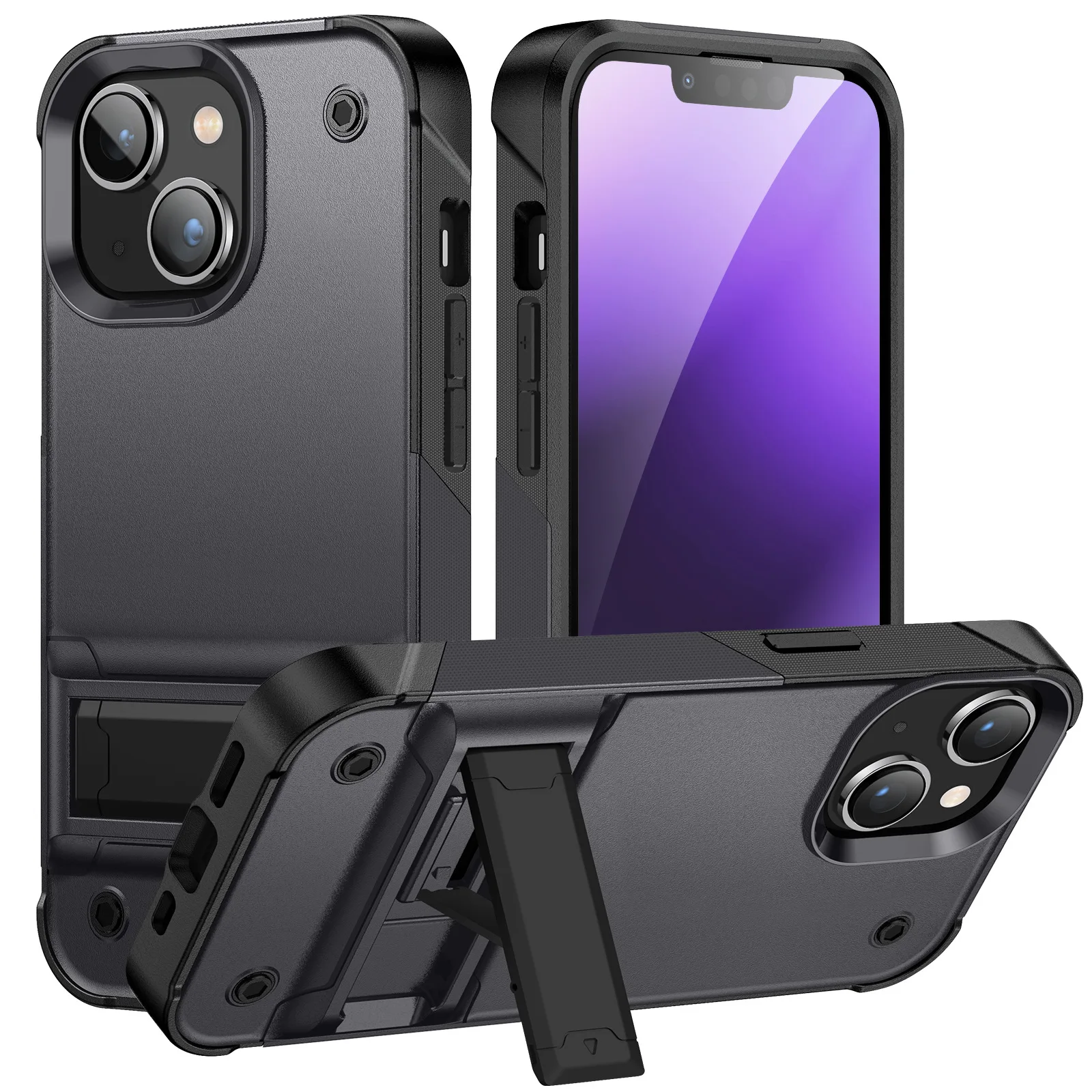 thumbnail image 1 of Case For iPhone 15 14 13 12 11 Pro Max Plus 8 7 Plus XR X SE Military grade protective cover with stand, 1 of 5
