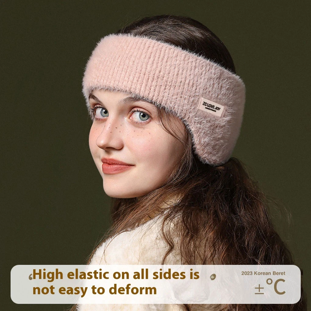 Winter Warm Knitted Earmuffs Windproof Thick Plush Ear Protection Cycling Headband Men Women Outdoor Running Thermal Ear Flaps