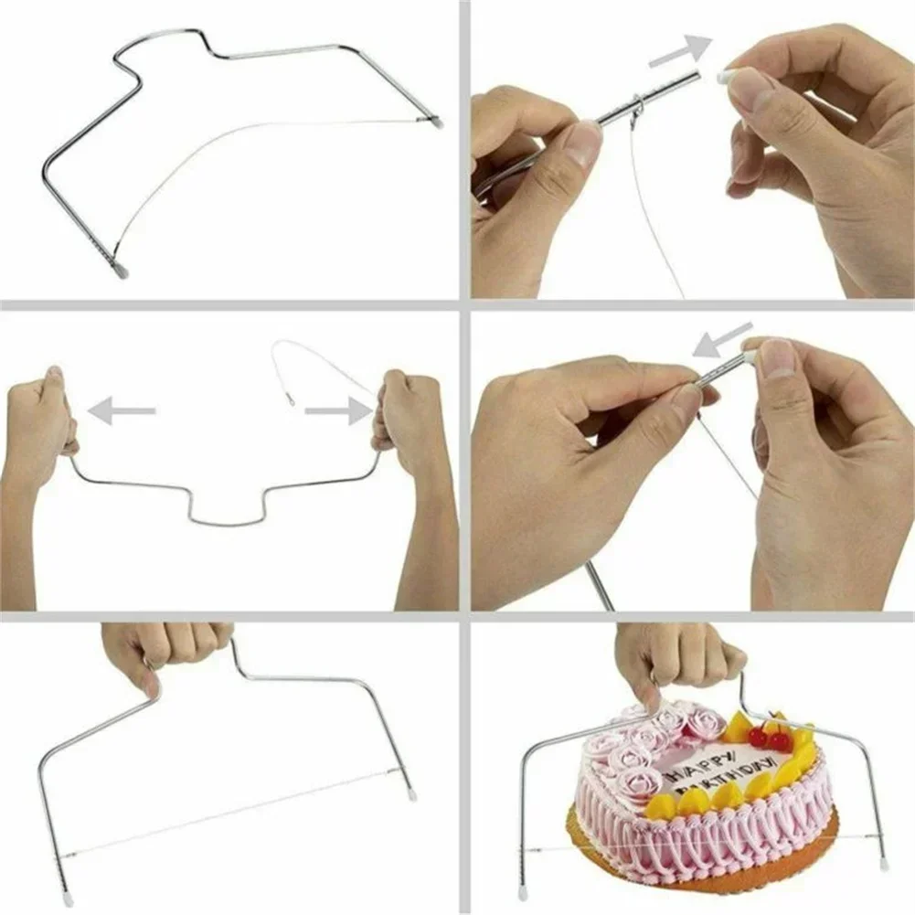 Double Wire Adjustable Cakes Cutter Stainless Steel Cupcakes Levelers Fondant Leveling Layer Slicer Baking Decorating Tool