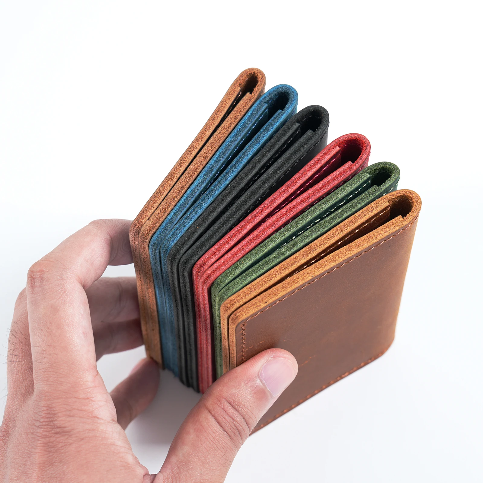 Elegant Genuine Leather Slim Bifold Wallet - Minimalist Front Pocket Card Holder