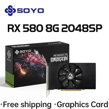 SOYO 그래픽 카드 AMD Radeon RX580 2048SP 8G GDDR5 256 비트 단일 인터페이스 DVI 비디오 카드, 데스크탑 게이밍 컴퓨터 GPU Fu