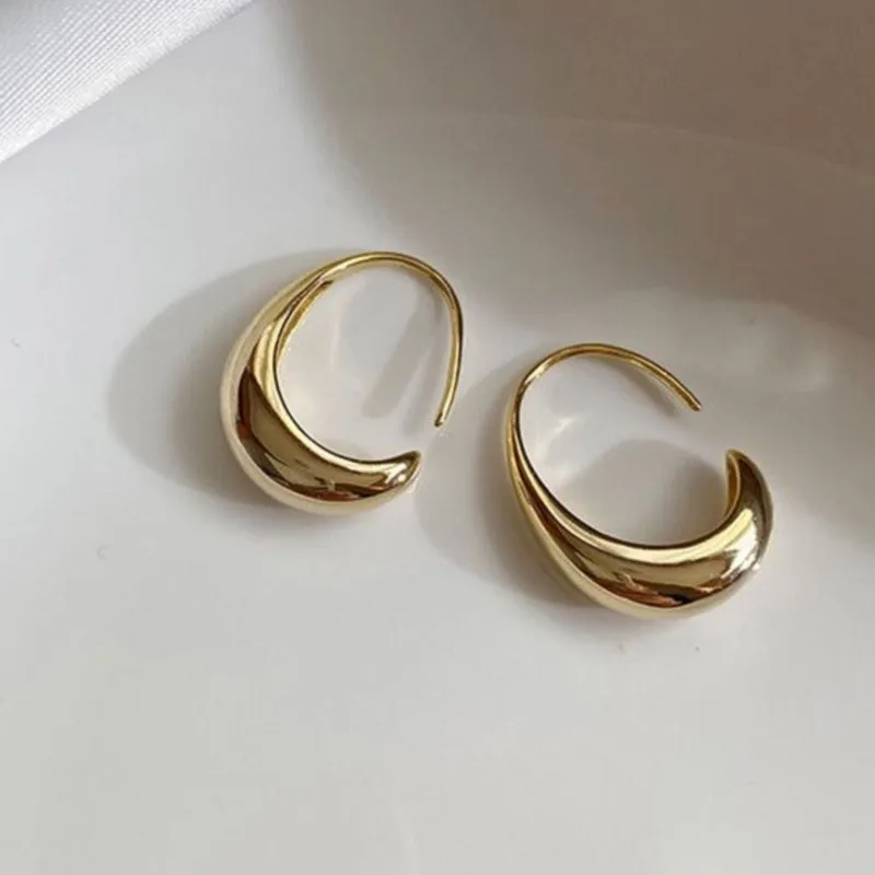 Silver Color Geometric C Shape Stud Earrings for Women French Trendy Gold Plated Prevent Allergy Earring Party Jewelry