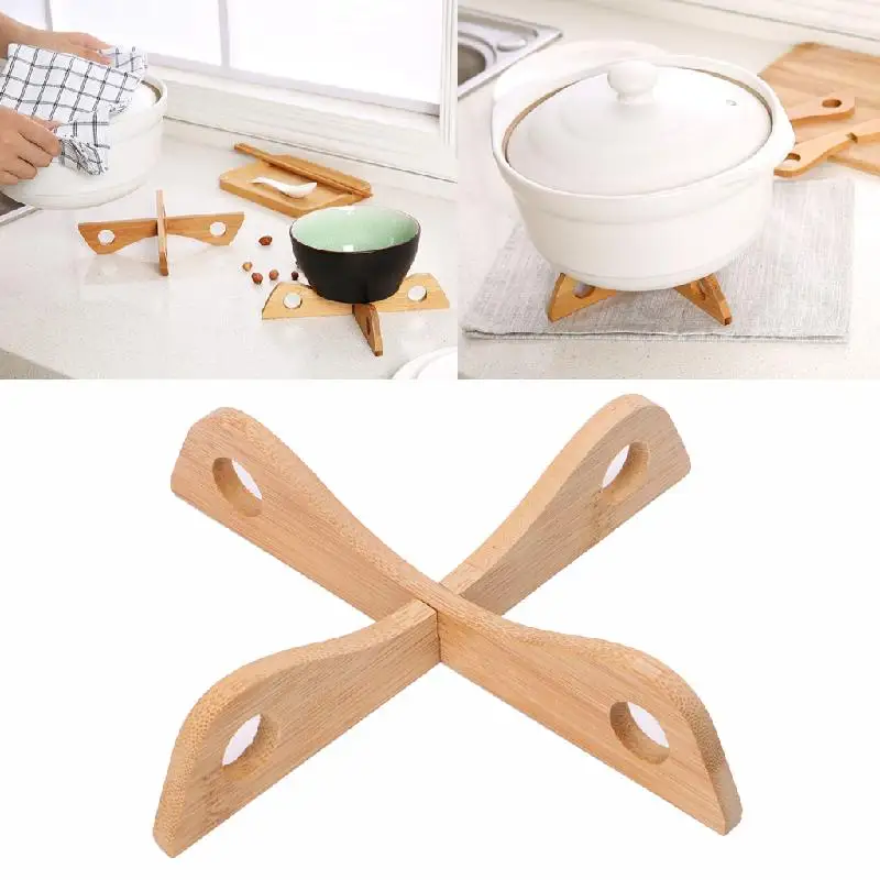 

1Pc Bamboo Heat Resistant Pan Mat Removable Pot Holder Kitchen Cooking Tool