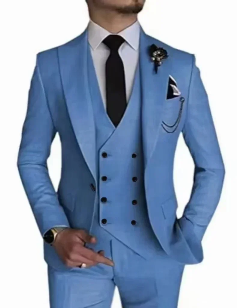 Men's Three-piece Suit Tailored Designer Clothe Formal Jacket with Peak Lapel for Celebrities on Demand