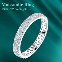 Total 0.596CT Full Moissanite Rings 925 Sterling Silver for Women Sparkling Classic Band Ring Wedding Engagement Jewelry Gift