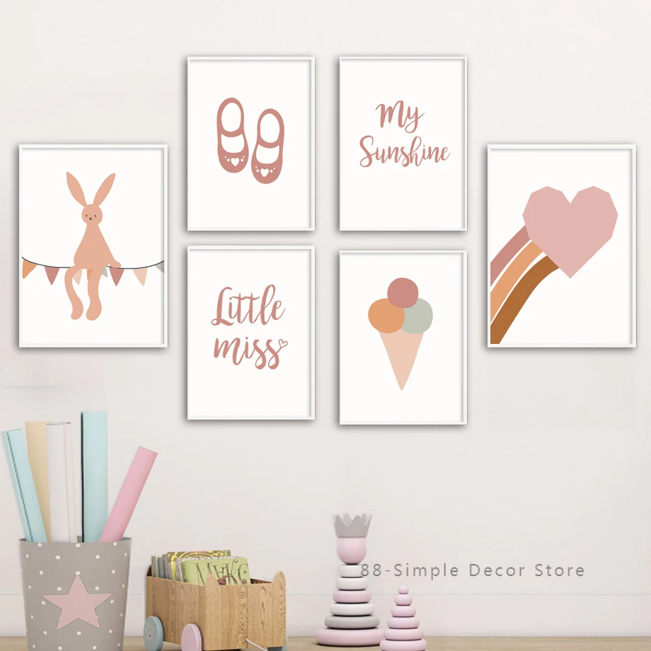 

Ice Cream Cartoon Rabbit Shoes Baby Girl Wall Art Canvas Painting Nordic Posters And Prints Wall Pictures For Kids Room Decor