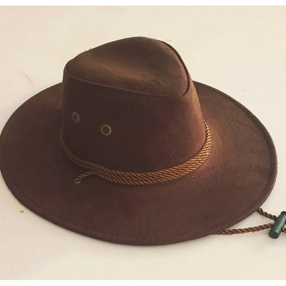 Women's and Men's, Wide-brimmed Beach Cowboy Hat 58-60cm, Western Cowboy Large Brim Hat Travel