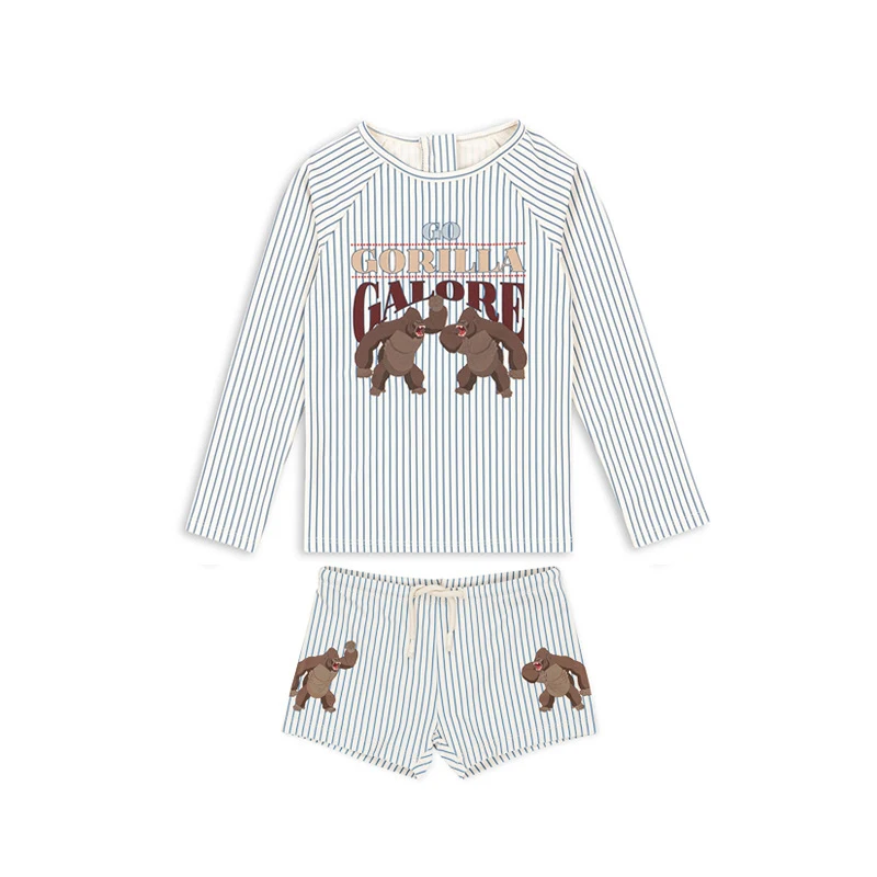 Summer Boys Jumpsuits Long Sleeve Separated Short Pants Quick Drying Swimsuit for Kids, kids swimsuits