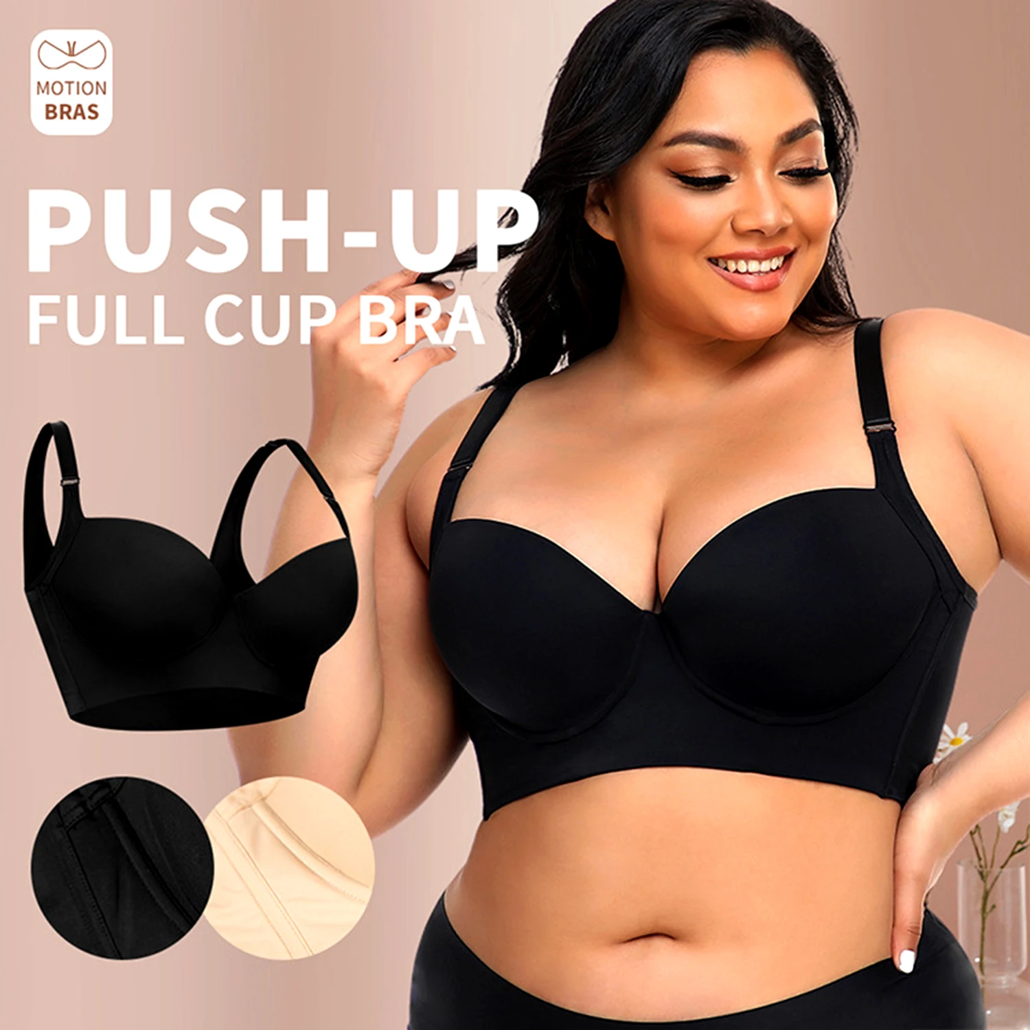 Plus Size Bra Women Hide Back Fat Underwear Shaper Incorporated 1/2 Bevel  Cup Coverage Deep Cup Sexy Push Up Brassiere Lingrie