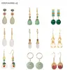 925 Sterling Silver Ear Needle Chinese Wind Hoop Earrings Pendant Jade Enamel Ancient Method Gold Earrings for Women Jewelry 1