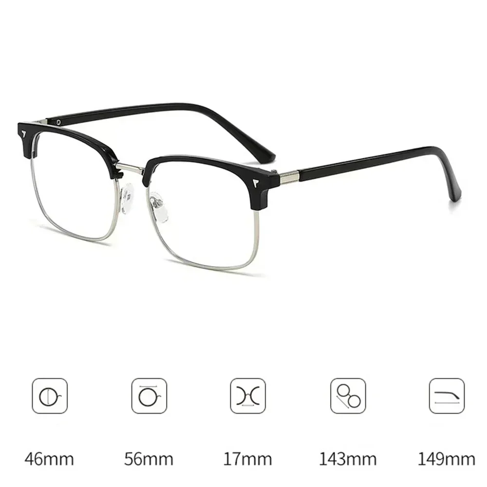 Anti Blue Light Glasses Photochromic Half Frame Eyepiece Computer Goggles Men's
