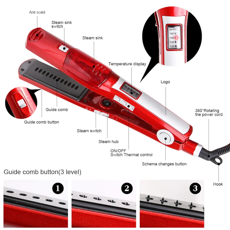 Profession Steam Hair Straightener Straightening Irons Brush Ceramic  Flat Iron Perfect Protection of Hair Straight Hair Iron 3