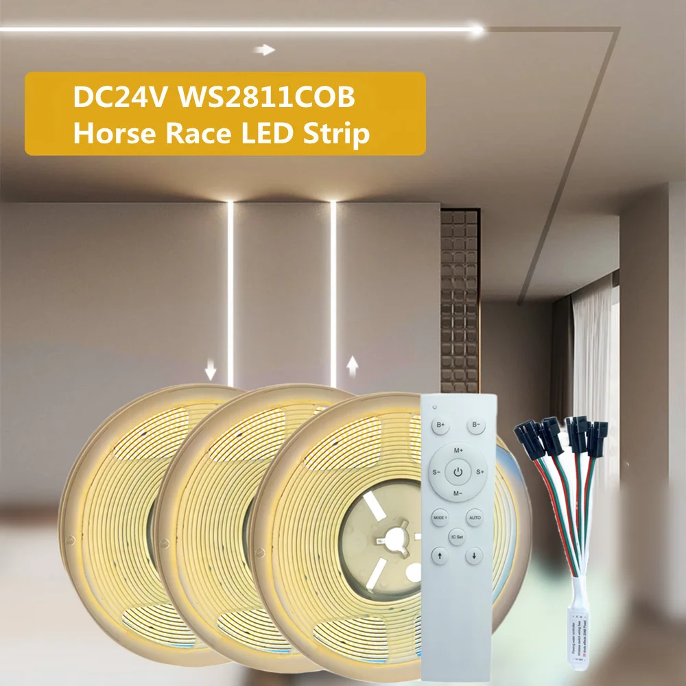 

WS2811 IC COB Running Water Flowing LED Strip DC24V 360LEDs/m Flexible Horse Race Chasing Pixel Tape Light for Room Decor 5M 20M