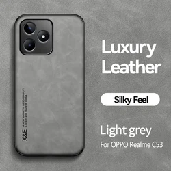 Leather Magnetic Shockproof Case with Metal Plate for Smartphone - 6.74 - inch Back Cover (Light Grey)