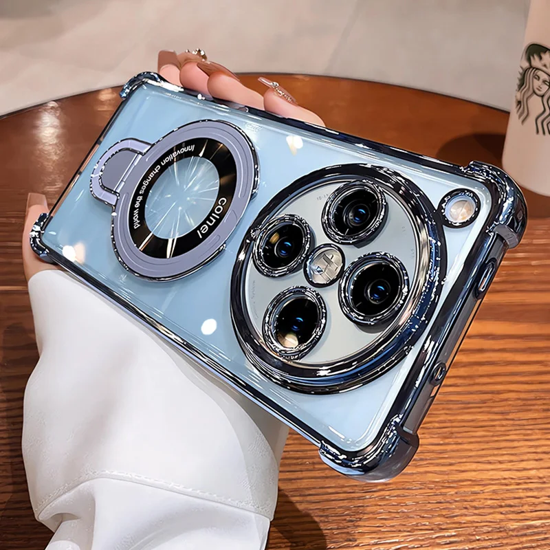 Luxury Plating Shockproof Case with Magnetic Holder and Camera Protection