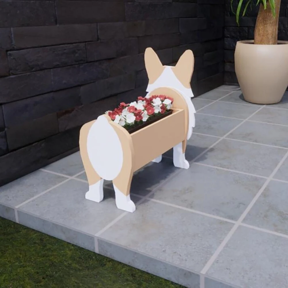 Garden Flower Pot Dog Planter Pot Decoration Bulldog Poodle Corgi Yorkshire Garden Pots DIY PVC Flower Planter Garden Home Decor heritage plant pots