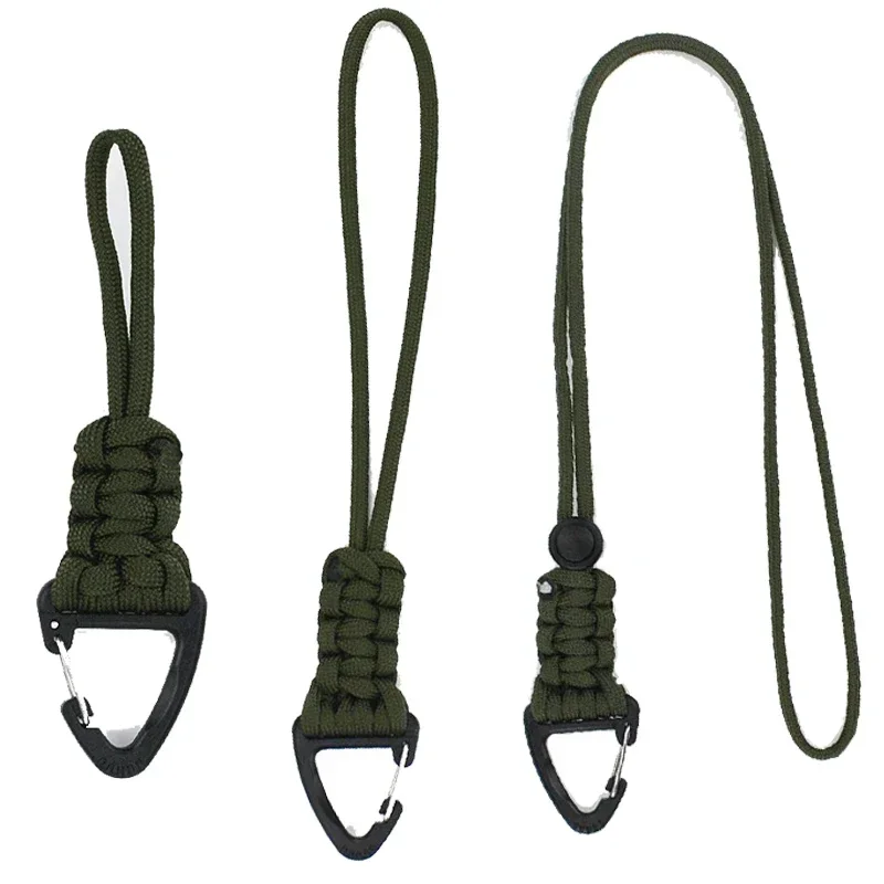 Versatile Paracord Lanyard Keychain with Triangle Carabiner & Braided Strap - Anti-Loss Wrist Rope