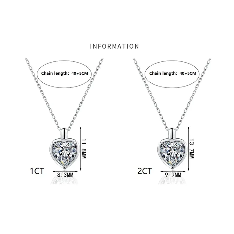 Halaile D Color Moissanite S925 Sterling Silver Love heart Pendant Necklace with GRA Neckchain jewelry Women's Sweet Dainty Gift 5
