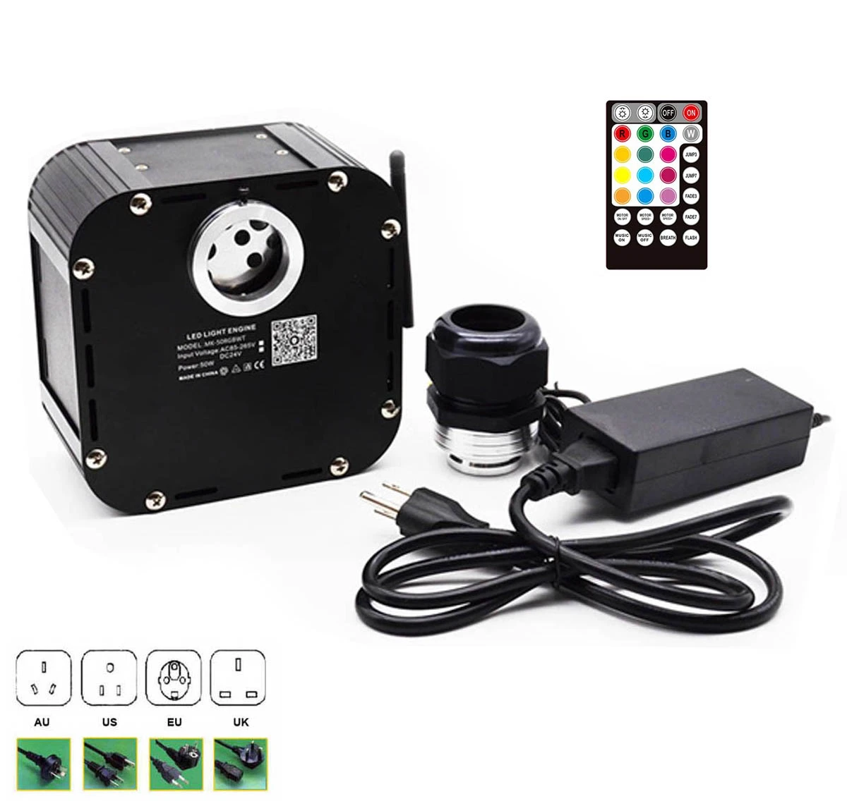 Dimmable 50w Wireless DMX RGBW Led Fibre Optic Light Engine With