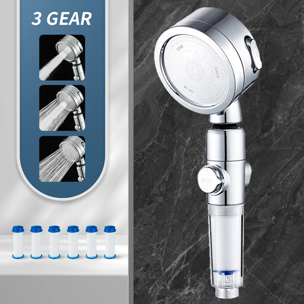 2023LuxuryFilterShowerHead3ModeLargeHighPressureWateringRainfallTornadoSprayBath