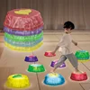 Rainbow sensory balance board toy obstacle crossing game crossing river stones with lights Party toy for kid sensory training 1