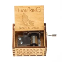 Antique Carved Lion King Music Box Hand Crank Wooden Christmas Gift Home Decor 1