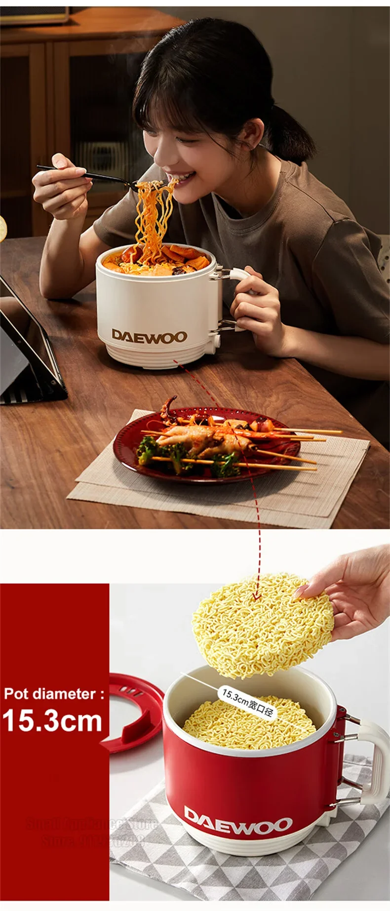 PWD0442 Multifunctional Electric Cooking Pot Non-stick Foldable Handle Mini Electric Cooker Integrated Portable Electric Hot Pot Dormitory I3875382256