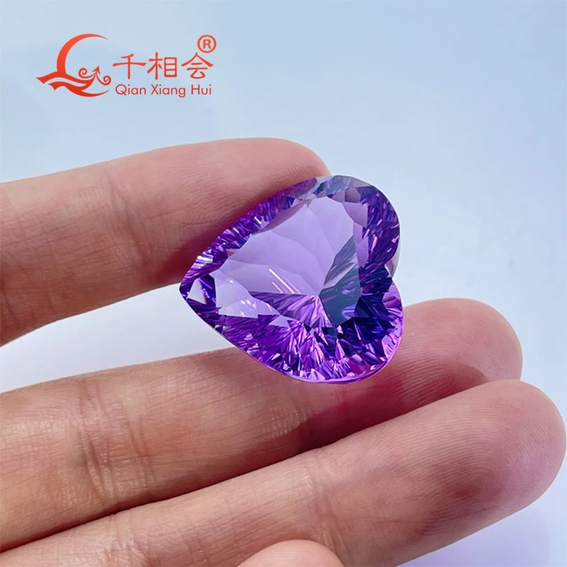 42ct Natural Amethyst Heart Shape Gemstone Millennium Cut Loose Stone for Jewelry Making with GRC Certification