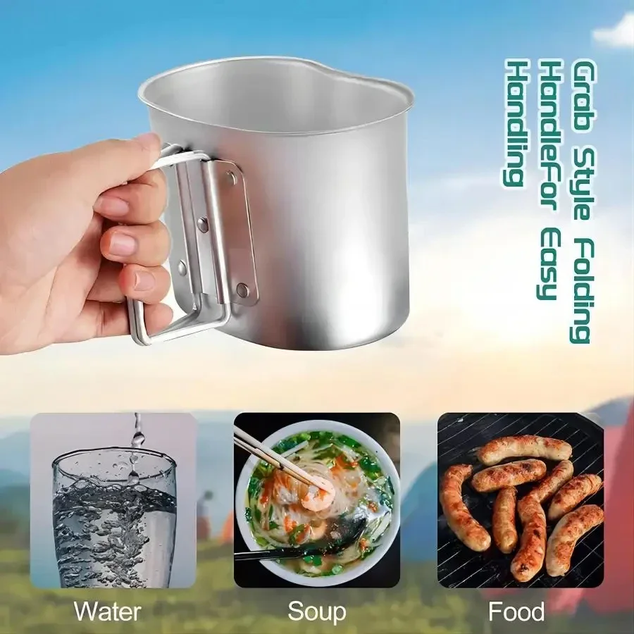 Outdoor Military Canteen Aluminum Alloy Canteen Multi-Functional Water Bottle Green Canvas Grab Handle Cup Camping Cookware sports water bottle portable water bottle